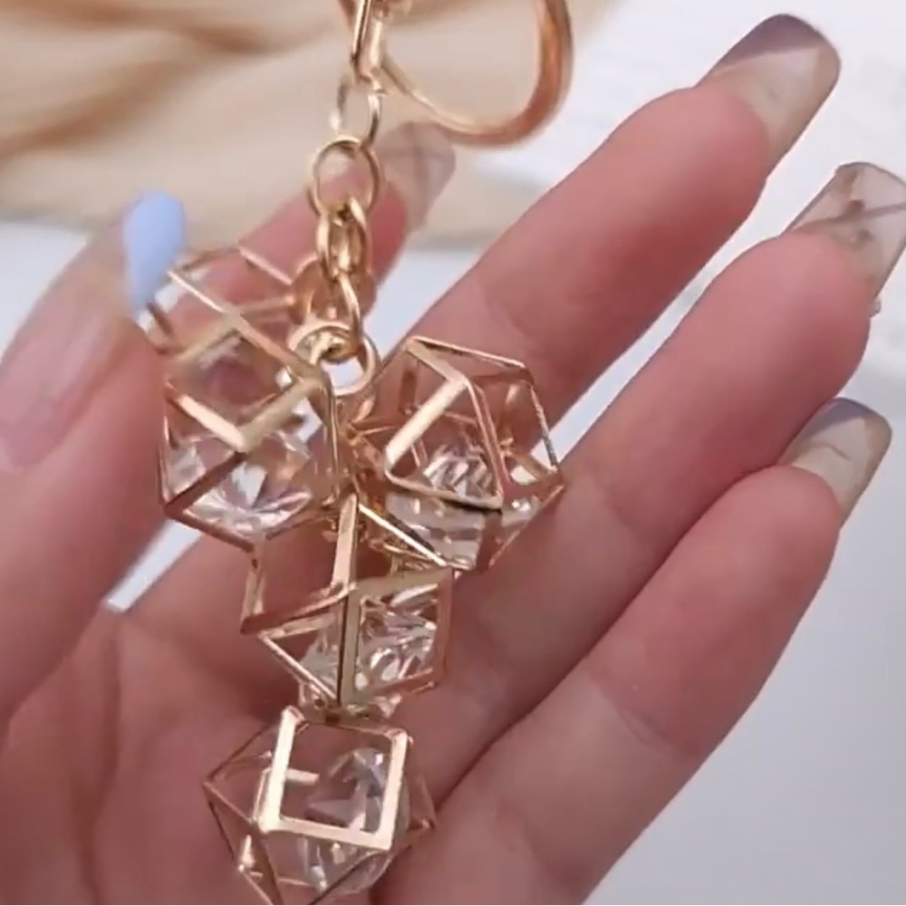 New Rhinestone Gold Cage Keychain/Bag Charm - Picture 2 of 9